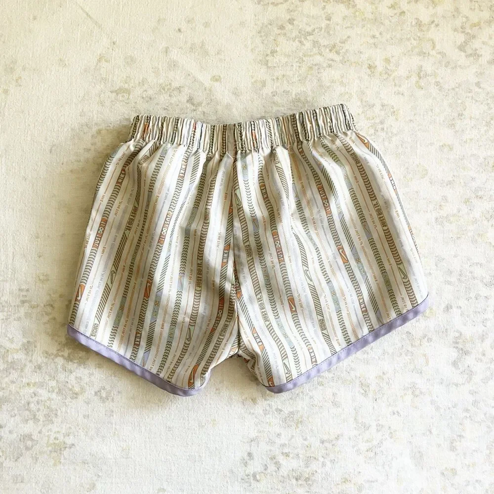 Nike Dri Fit Running Shorts Girls Size 3-4 Striped Multicolor Cream Lavender